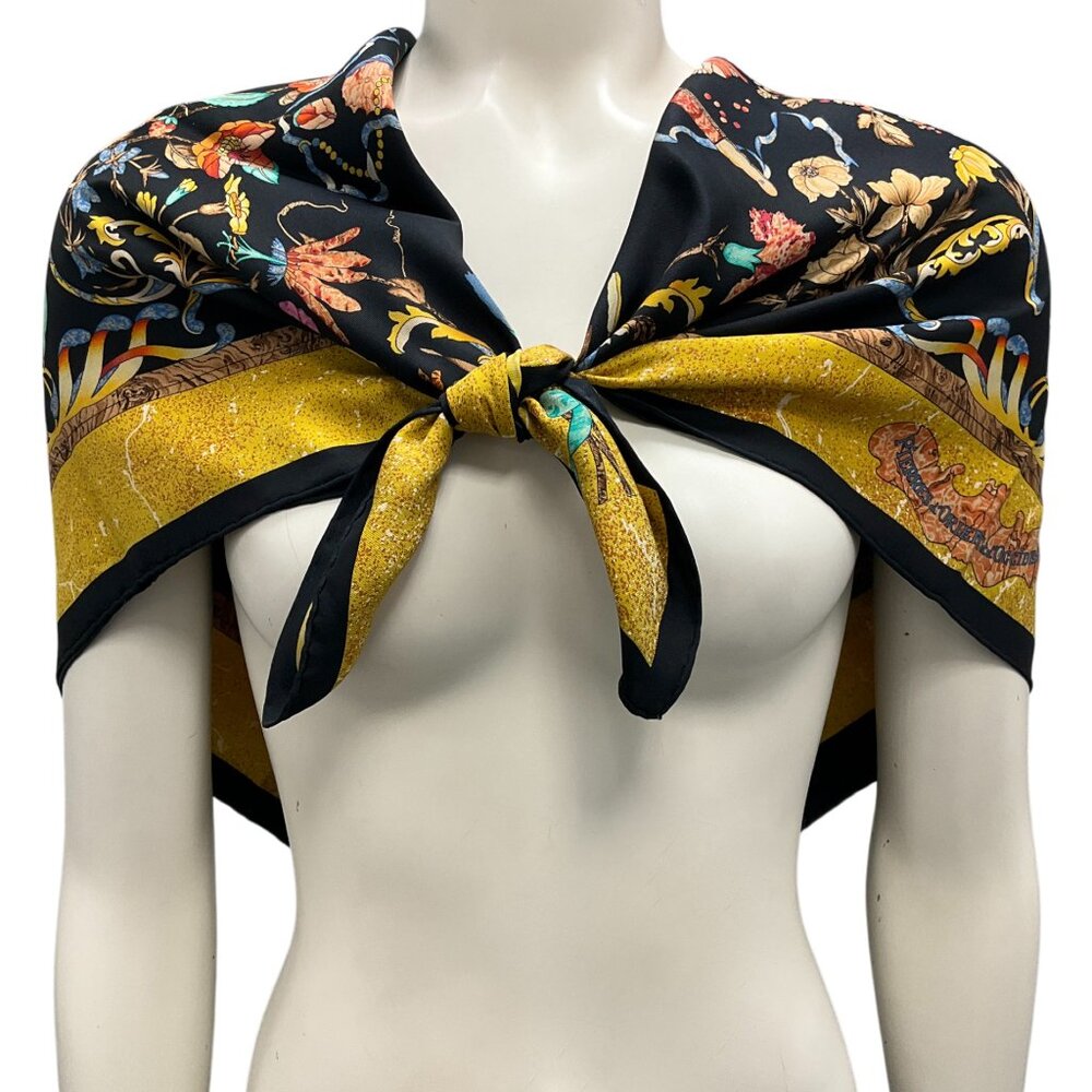 Hermes Black / Gold Multi Pierres d'Orient et d'Occident Square Silk Twill Scarf - Picture 2 of 9